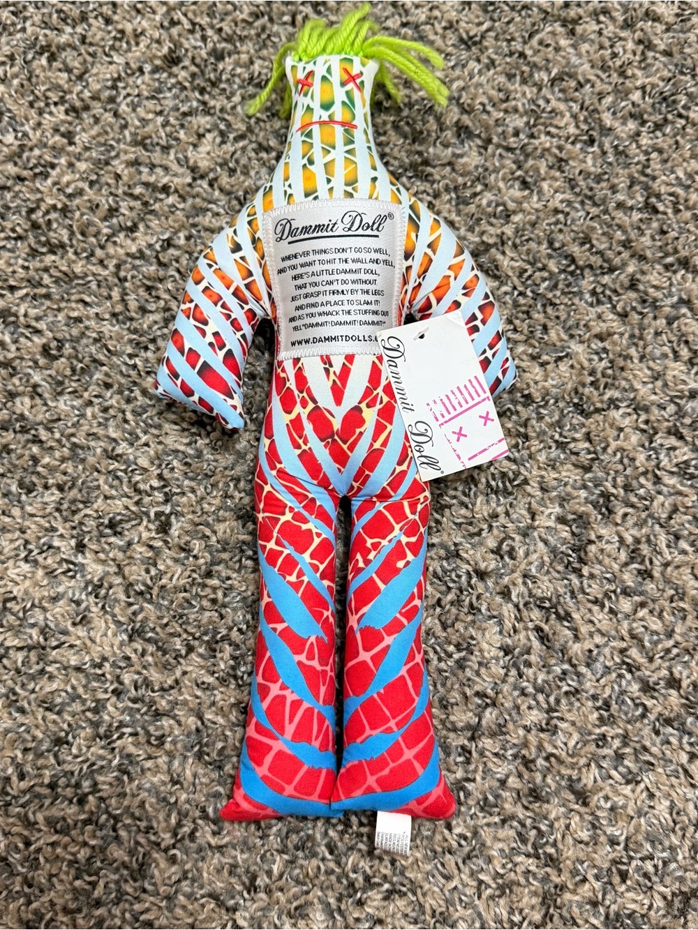 NWT Dammit Doll Colorful Tie-Dye Stress Relief Doll - Red & Blue